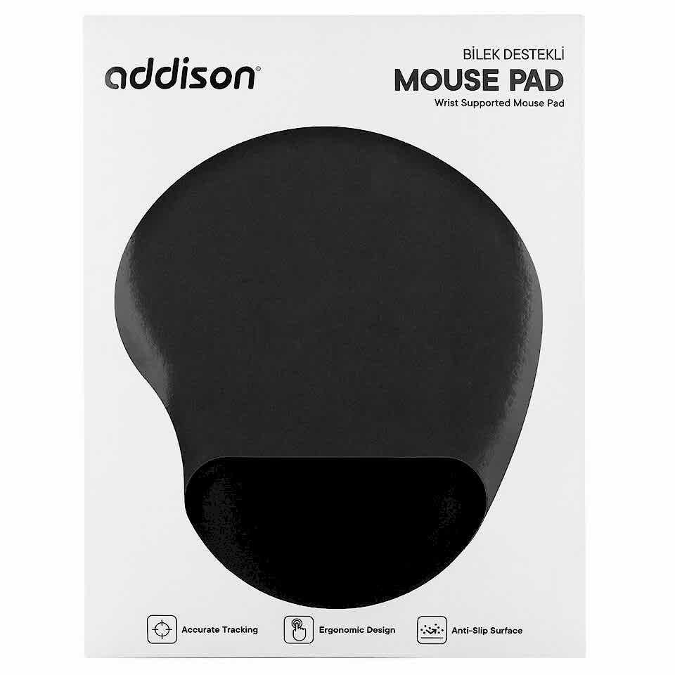 Addison 300152 Bileklik Destekli Siyah Mouse Pad
