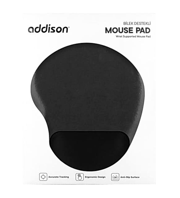 Addison 300521 Bileklik Destekli Siyah Mouse Pad