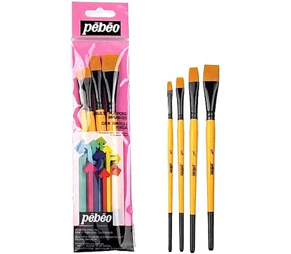 Pebeo 4'Lü Fırça Seti - Düz Kesik No: 1/4 3/8 1/2 5/8