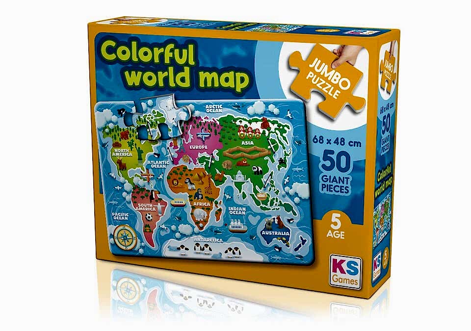 Ks Games Baby Puzzle 50 Parça Colorful World Map