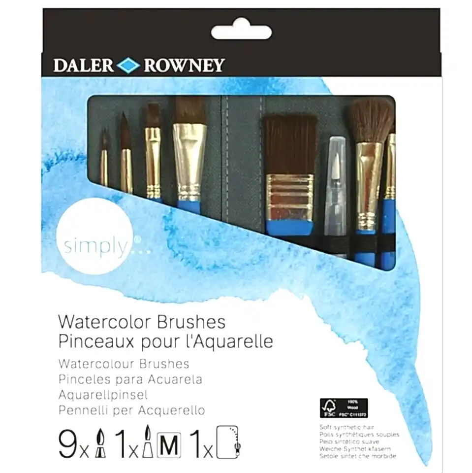 Daler Rowney Simply W/C Sh 10 Lu Brush Zip Case Fırça Seti