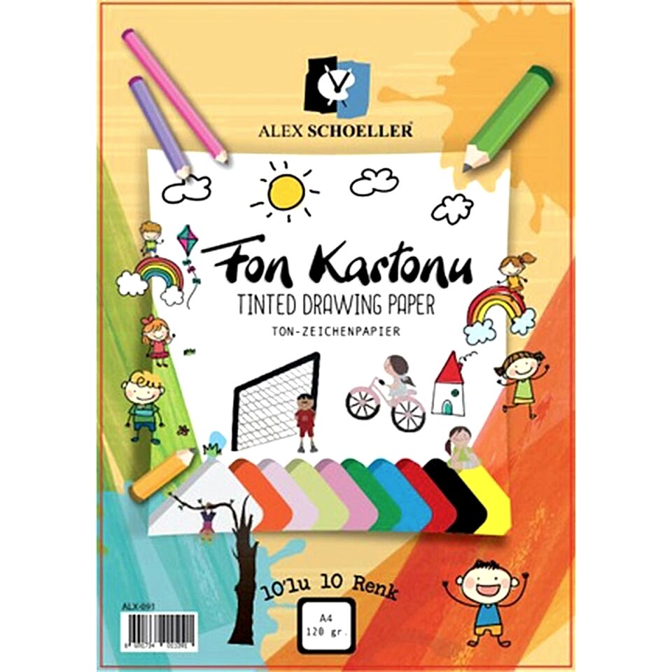 Alex Fon Kartonu A4 10 Lu Poşet Karışık