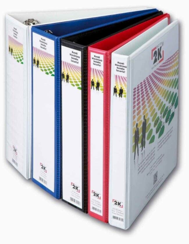2k Evrak Sunum Tanıtım Firma Klasörü A4 Pvc 3 Cm 4 Halkalı 250 Yaprak Kapasiteli Ring Binder File 27,5x32 Cm Beyaz