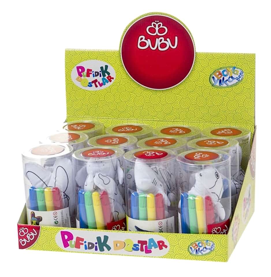 Bu-Bu Pufidik Dostlar+4 Adet Boyama Kalemi Pvc Kutu