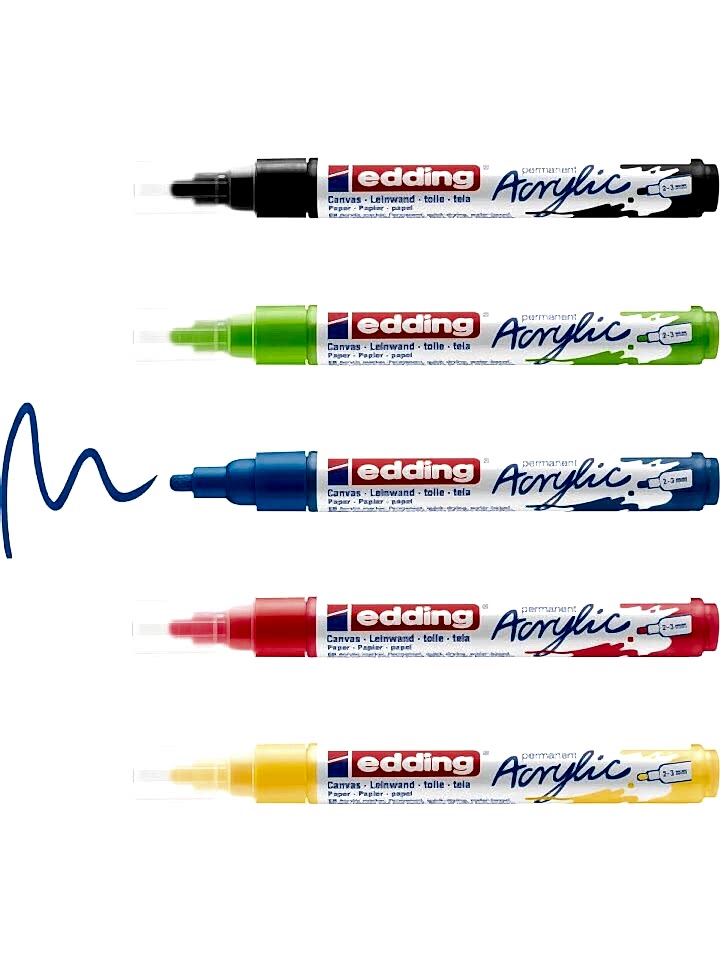 Edding Orta Uçlu Akrilik Markör 5 Li Set Basic