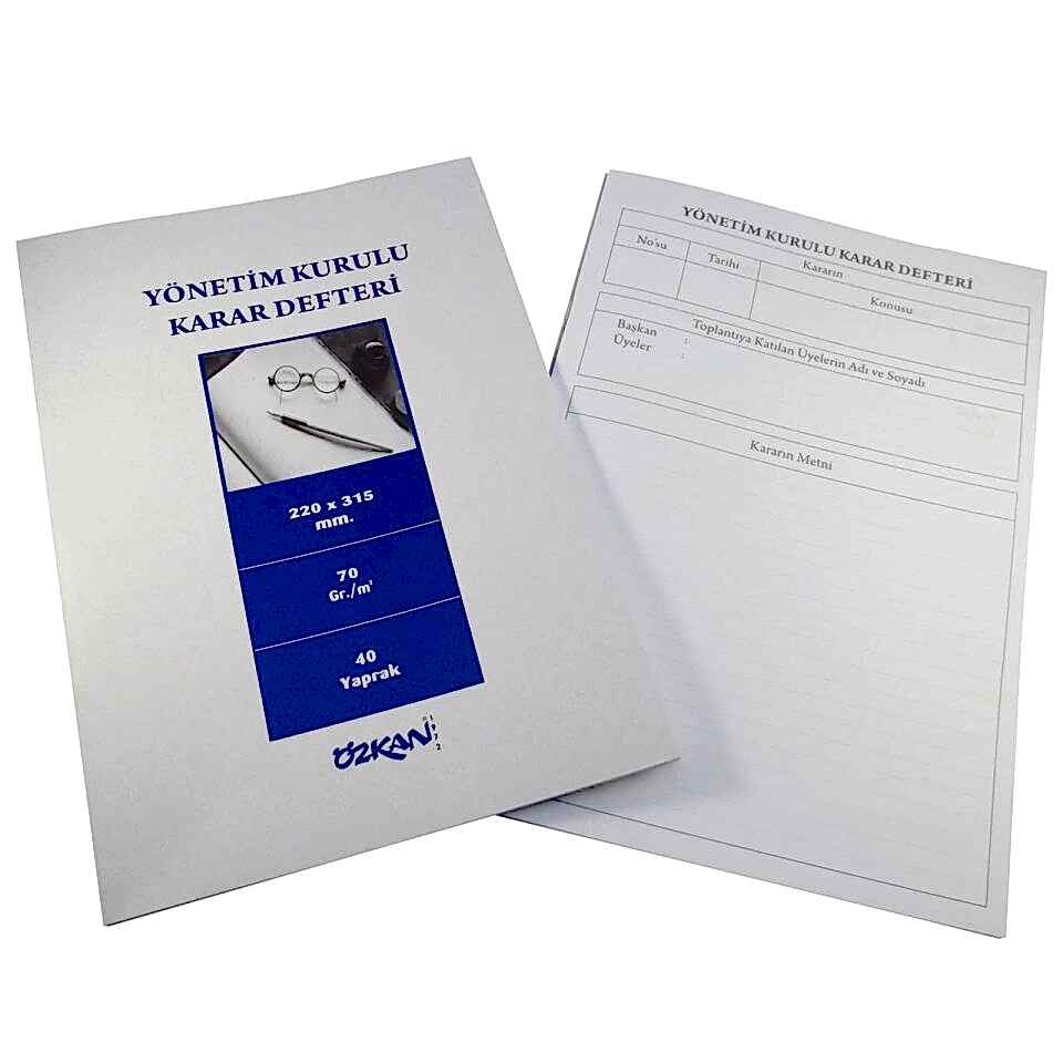 Özkan Yönetim Kurulu Karar Defteri 40 Yaprak
