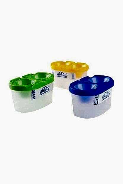 Hatas Fırça Temizleme Kabı 2 Bölmeli Pratik Kapak