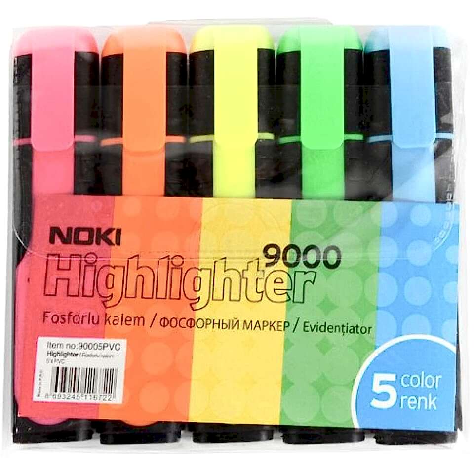 Noki Fosforlu Kalem 5 Li Pvc