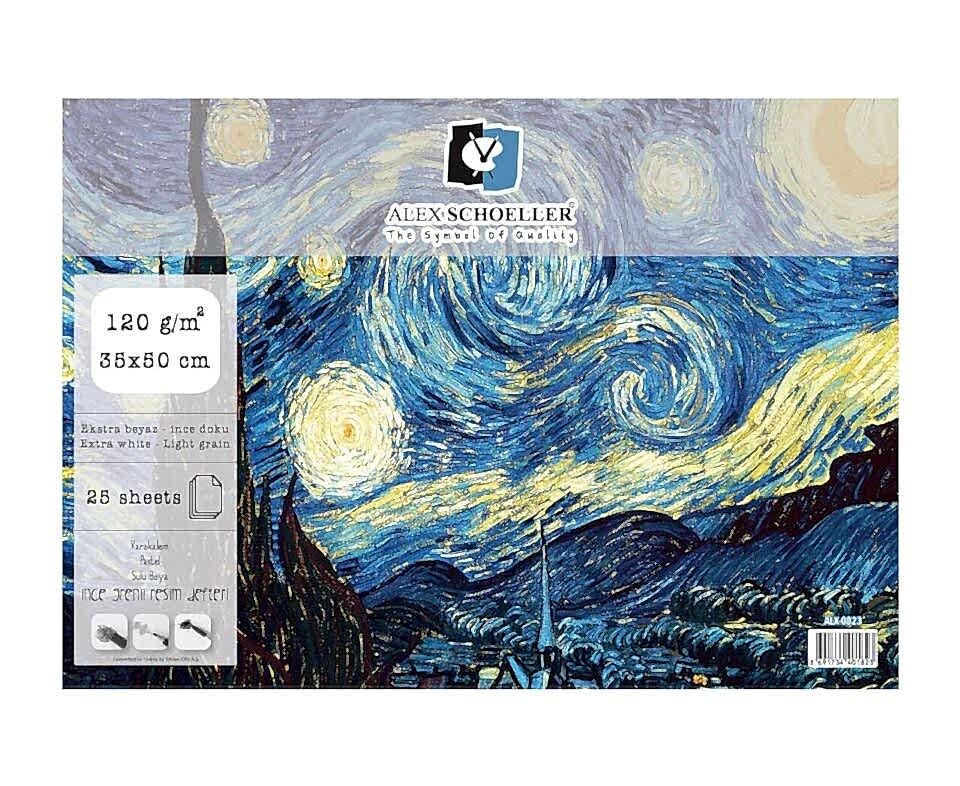 Alex Resim Defteri Spiralli Şeffaf Kapak 35x50 Cm 120 Gr 25 Sayfa Alx-0823