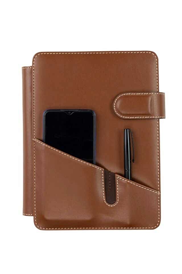 2K Tarihsiz Çizgili 15x21 Cm İç Defterli 4 Halkalı Telefon Kılıflı Kapaklı Deri Organizer&nbsp;Taba