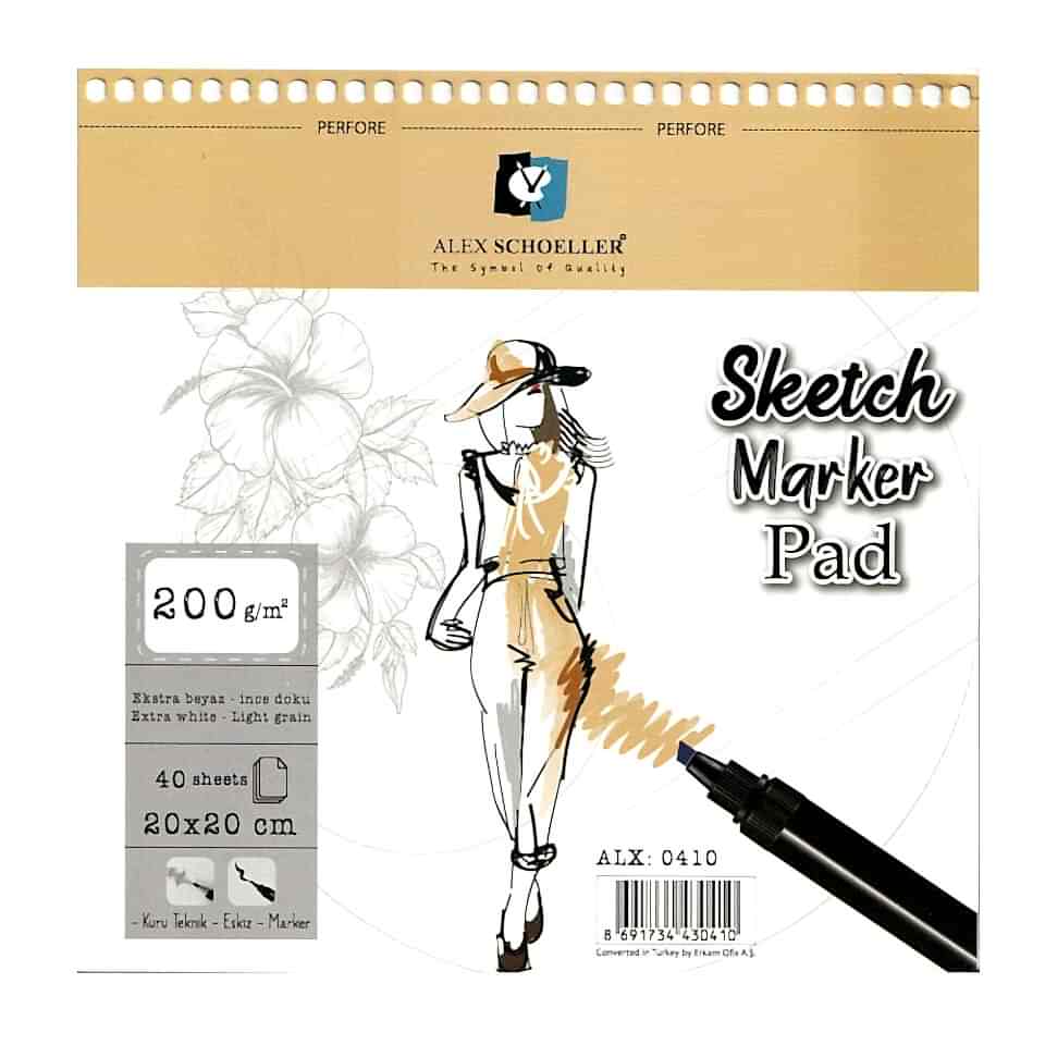 Alex Spiralli Sketch Marker Pad 20x20 Cm 200 Gr 40 Lı Alx-0410