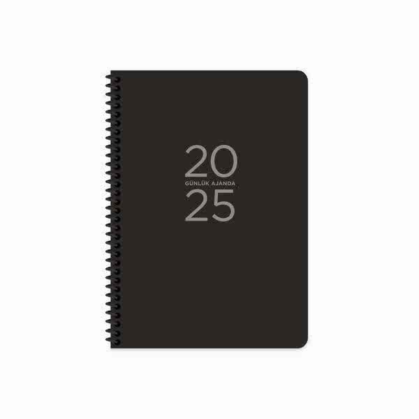 Keskin 2025-17x24 Spiralli Günlük Ajanda Siyah