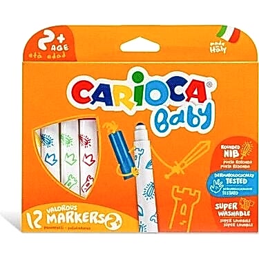 Carioca Jumbo Bebek Süper Yıkanabilir Keçeli Boya Kalemi 12 Li +2 Yaş