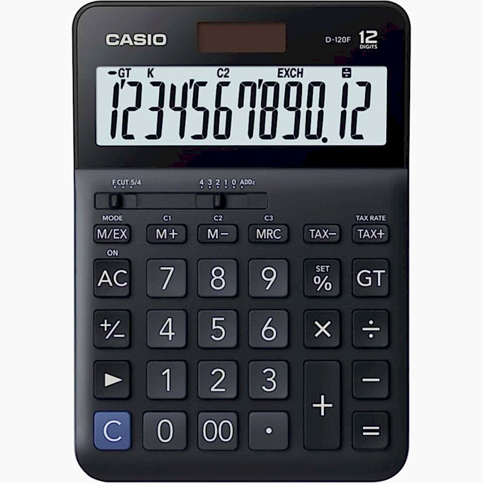 Casio Hesap Makinesi Masaüstü D-120F 12 Hane