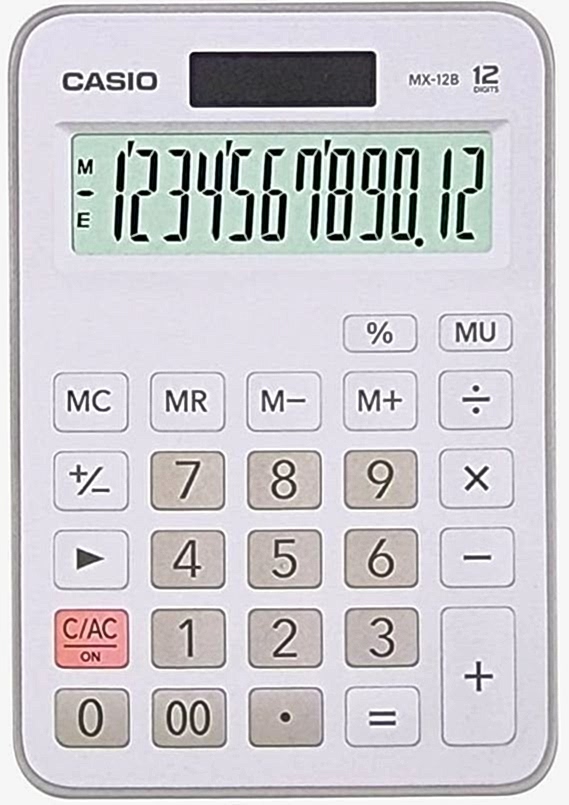 Casio Hesap Makinesi Masaüstü Mx-12B-We 12 Hane Beyaz