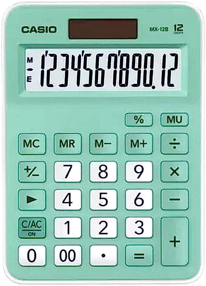 Casio Hesap Makinesi Masaüstü Mx-12B-Gn 12 Hane Yeşil