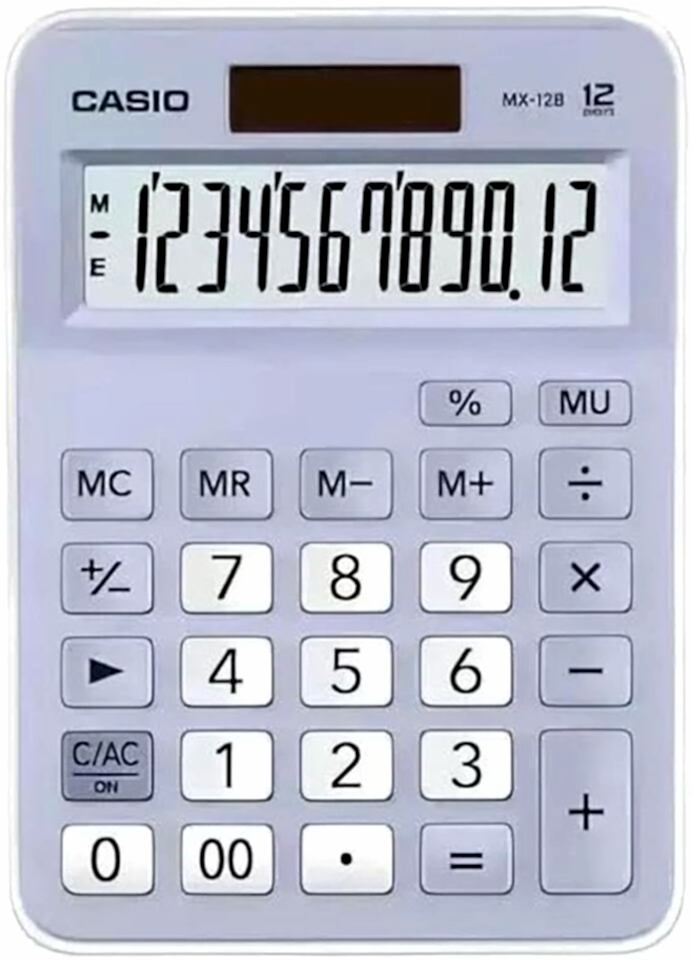 Casio Hesap Makinesi Masaüstü Mx-12B-Lb 12 Hane Mavi