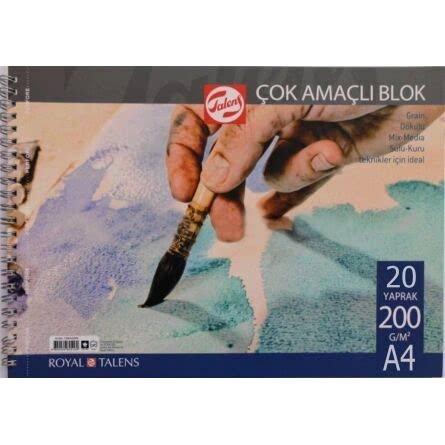 Talens Çok Amaçlı Resim Bloğu A4 200 Gr Spiralli 20 Yaprak