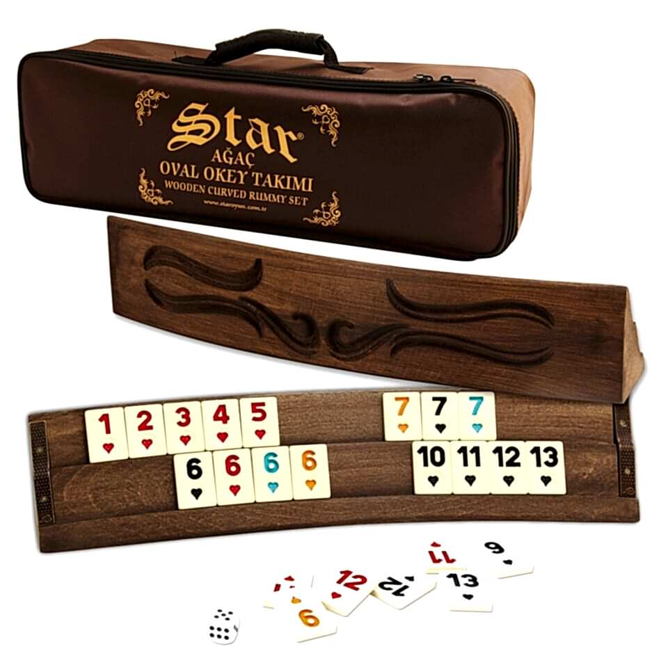 Star Oymalı Oval Ağaç Okey Takımı