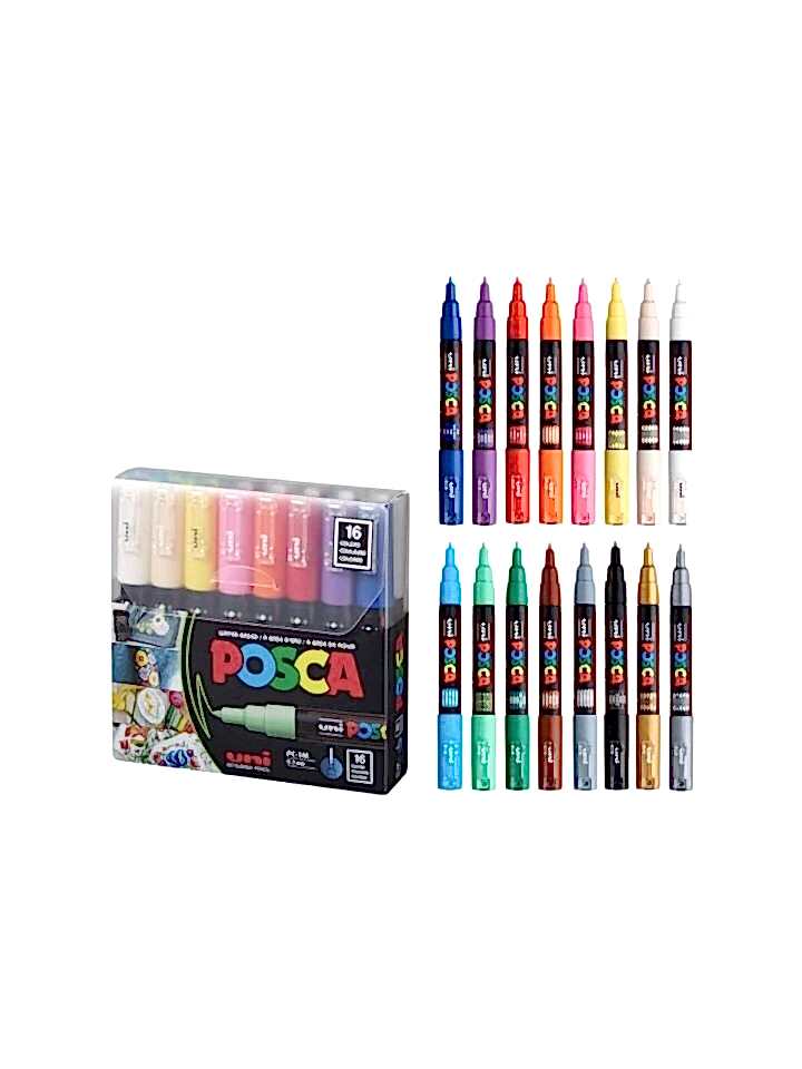 Uni Posca 0.7 Su Bazlı Boyama Markörü 16 Lı