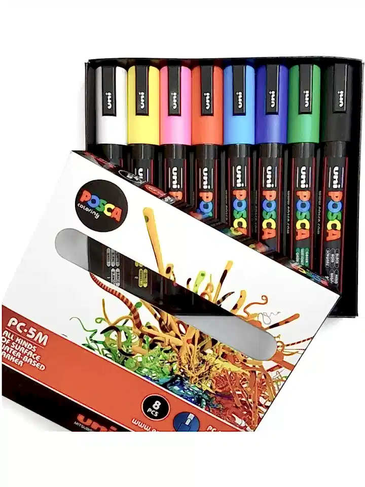Uni Posca 1.8-2.5 Su Bazlı Poster Markörü Anarenk 8 Li