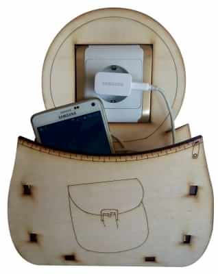 Okutan Ahşap Çantalı Şarjlık Prizlik Obje