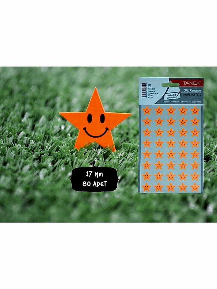 Tanex Tnx-305 17 Mm Flo Turuncu Gülen Yıldız Etiketi 2 Ad