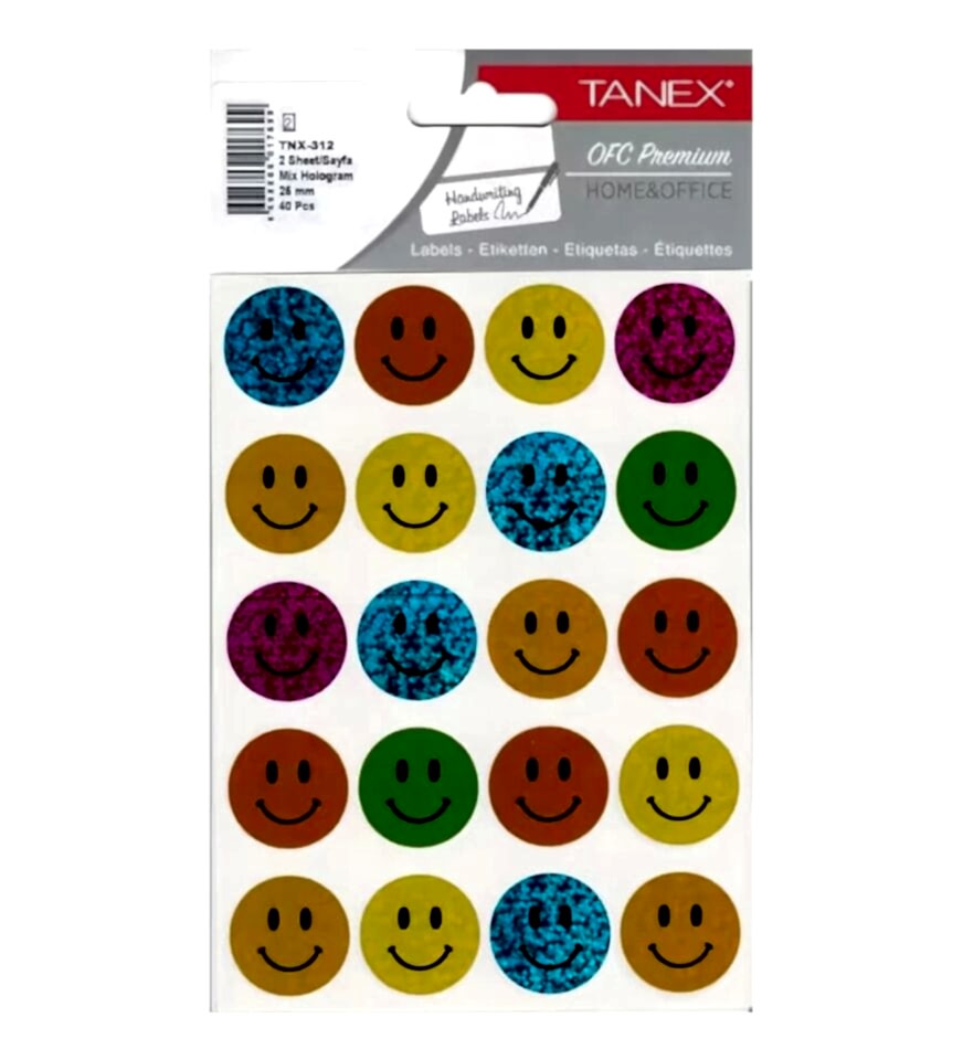 Tanex Tnx-312 25Mm Mix Hologram Gülen Yüz Etiketi