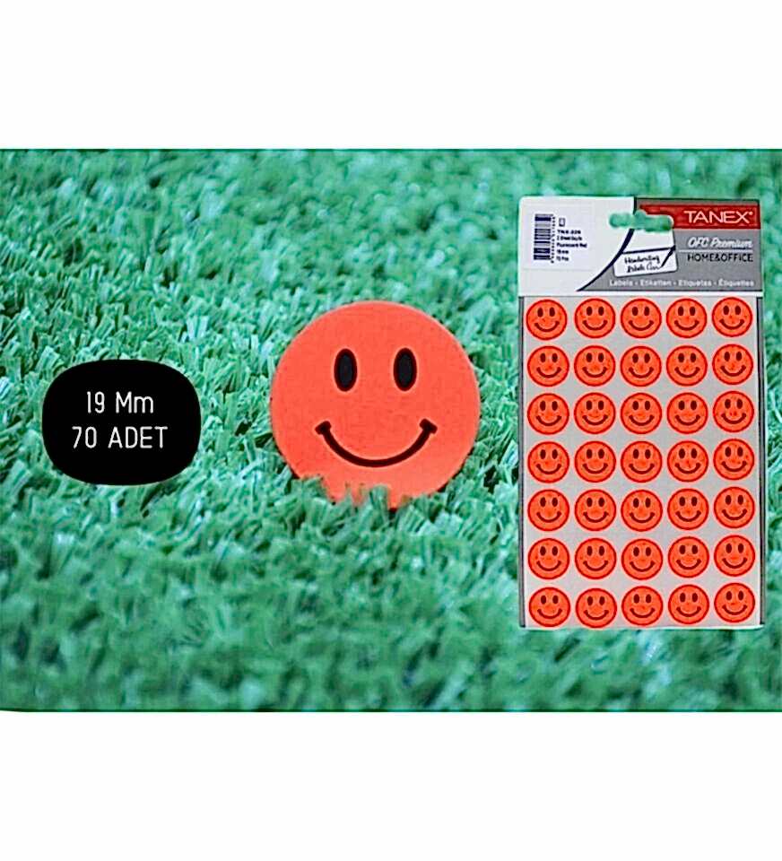 Tanex Tnx-326 19 Mm Flo Kırmızı Gülen Yüz Etiketi2 Ad