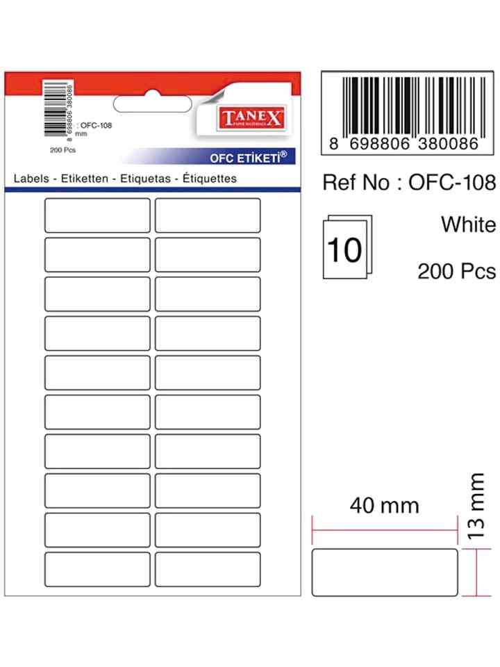 Tanex Ofc-108W Ofis Etiketi İsim Etiketi