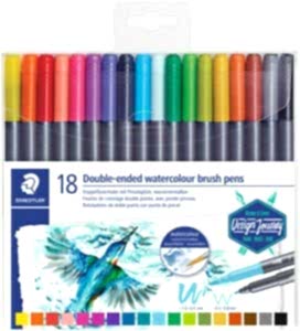 Staedtler 3001 Tb18 Çift Uçlu Watercolor Brush Keçeli Kalem 1.0-6.0 / 0.5-0.8 Mm 18 Li