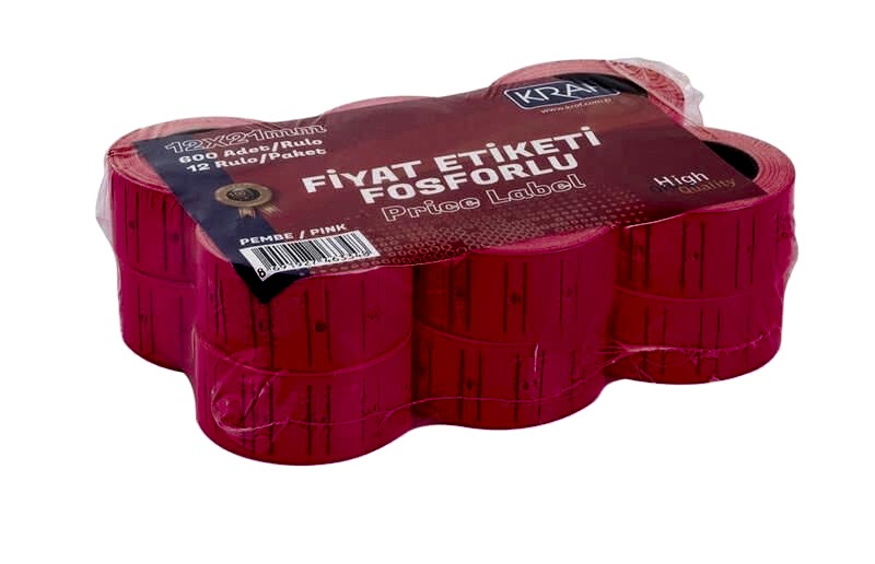 Kraf Motex Etiket 12X21 Mm Fosforlu Pembe 12 Li