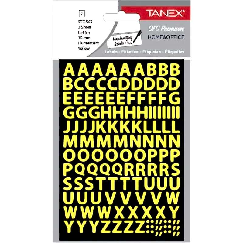 Tanex Stc-562 10 Mm Flo Sarı Harf Etiketi