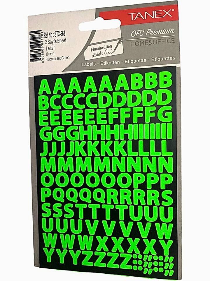 Tanex Stc-563 10 Mm Flo Yeşil Harf Etiketi