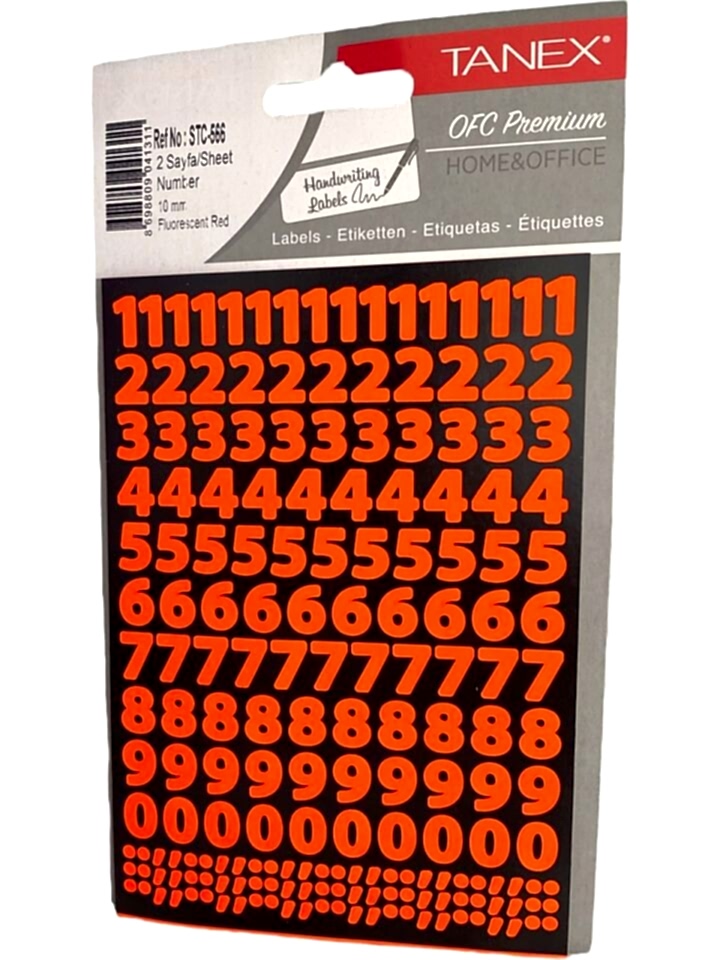 Tanex Stc-566 10 Mm Flo Kırmızı Rakam Etiketi
