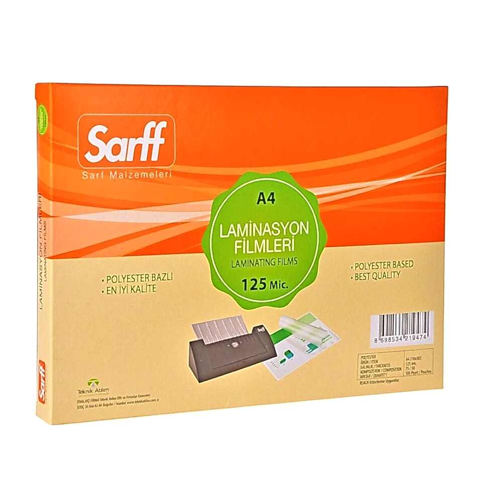 Sarff Laminasyon Film 125 Mic A4 100 Lü Paket