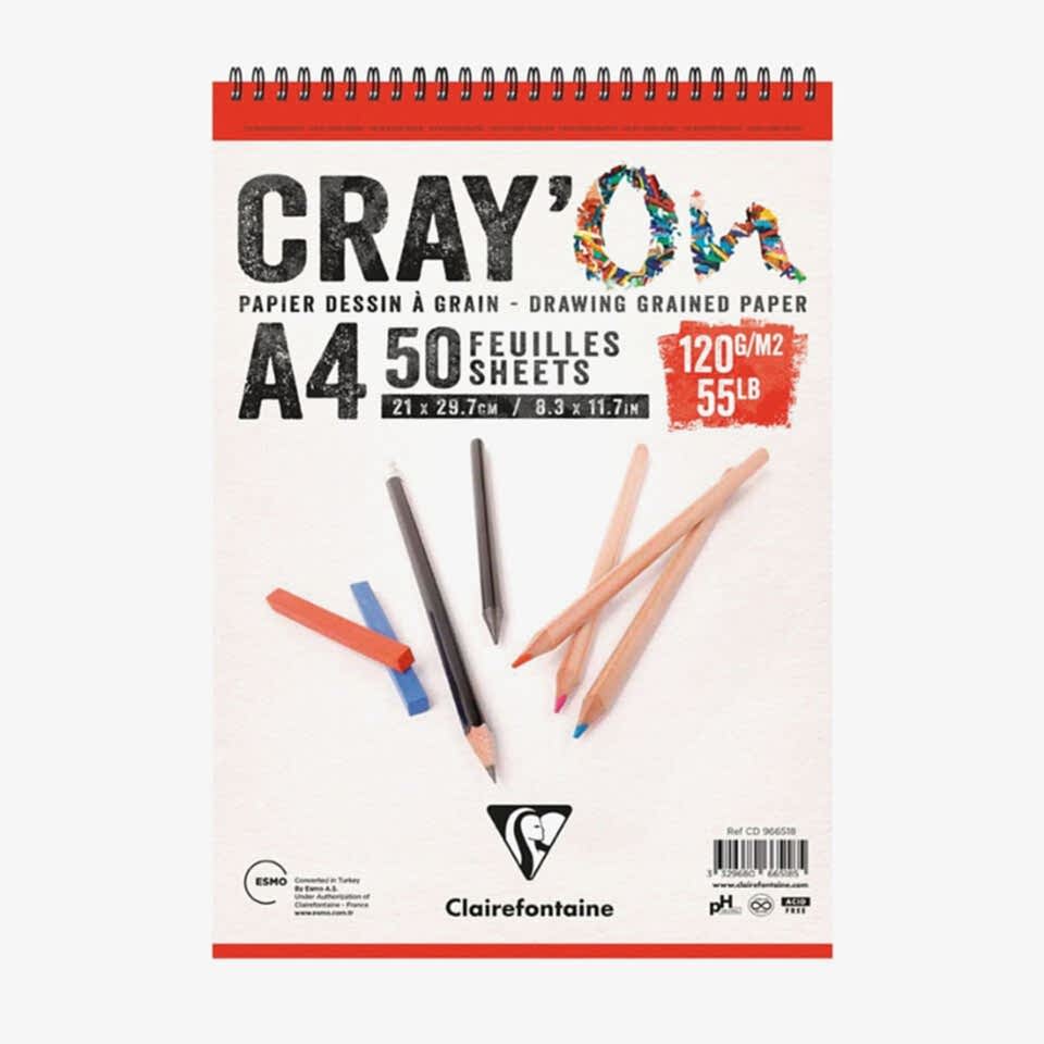 Clairefontaine Cray'On Çizim Blok A4 120 Gr 50 Yaprak Üstten Spiralli