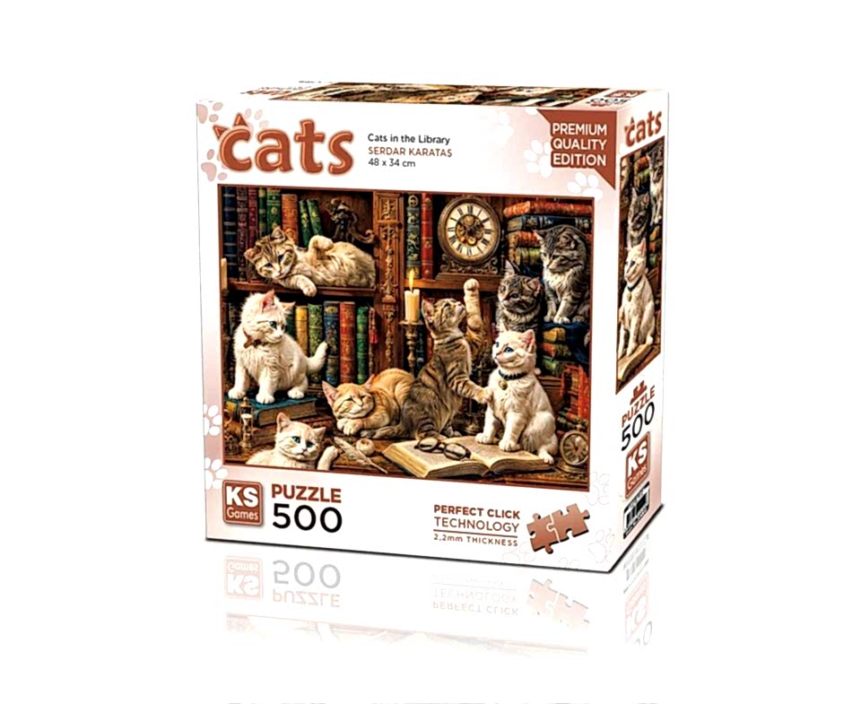 Ks Games Puzzle 500 Cats İn The Library