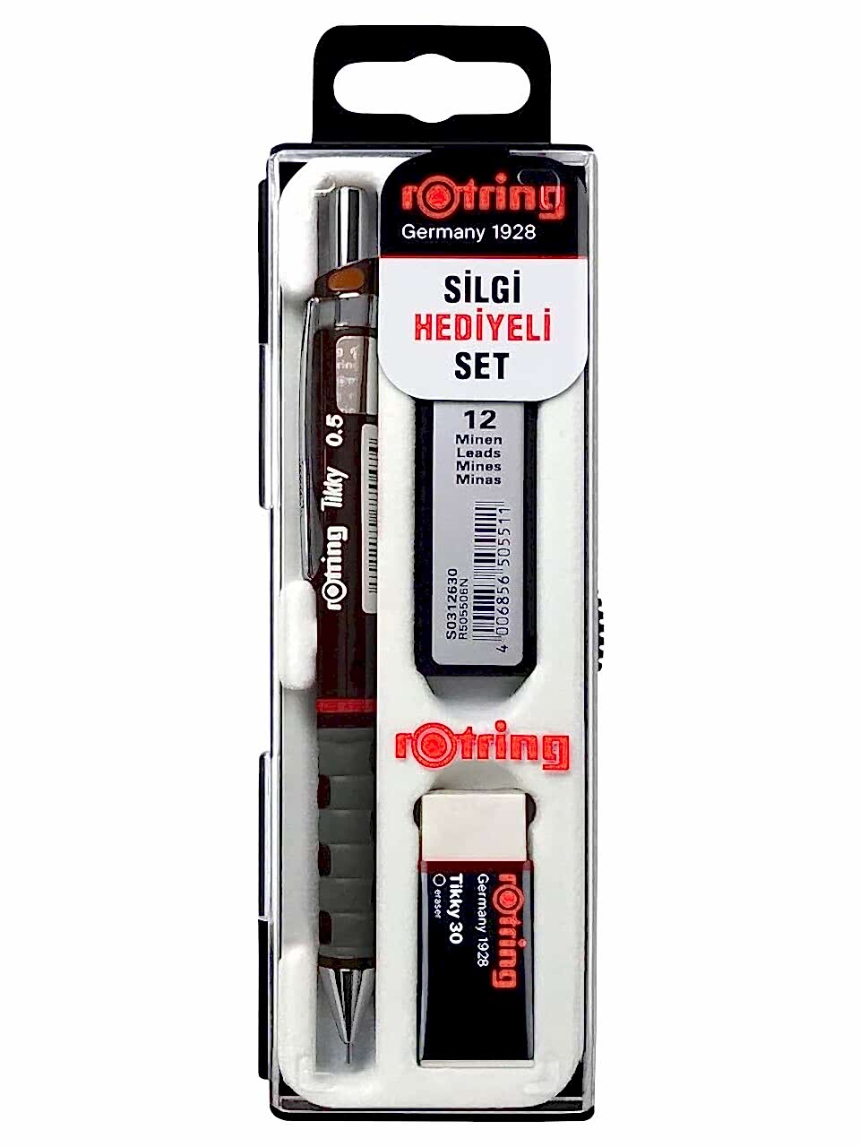 Rotring Tikky Min Silgi 3 Lü Okul Seti- 0.5 Bordo