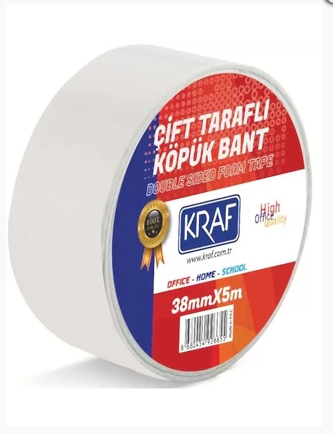 Kraf Çift Taraflı Köpük Bant 38 Mm x 5 M 5038G