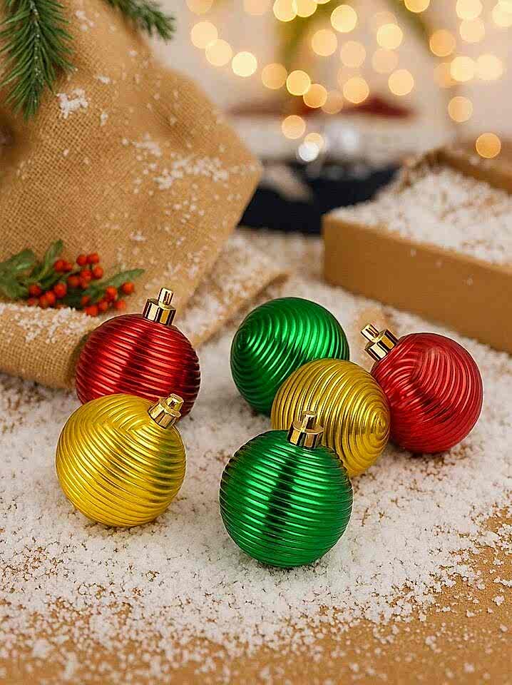 Astaş Çizgili Top 5 Cm 6 Lı Altın Kırmızı Yeşil