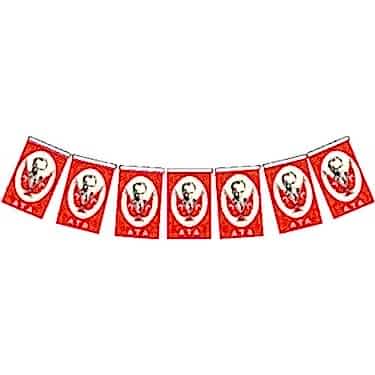 Buket Orta İpli Bayrak 50 Li Atatürklü 8x13 Cm