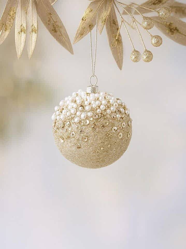 Astaş Pullu Incili Top Sampanya 8 Cm 3 Lü