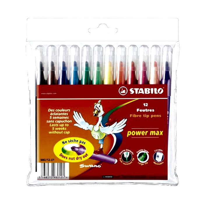 Stabilo Power Max Kalın Uçlu Keçeli Kalem 12 Li