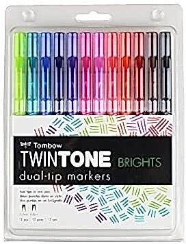 Tombow Twin Tone Dual-Tip G.Kalemi Seti Brights Parlak Renkler 12 Renk