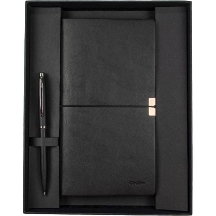 Scrikss Premium Defter Toledo Siyah 108 Prestij Tükenmez Mat Siyah Set