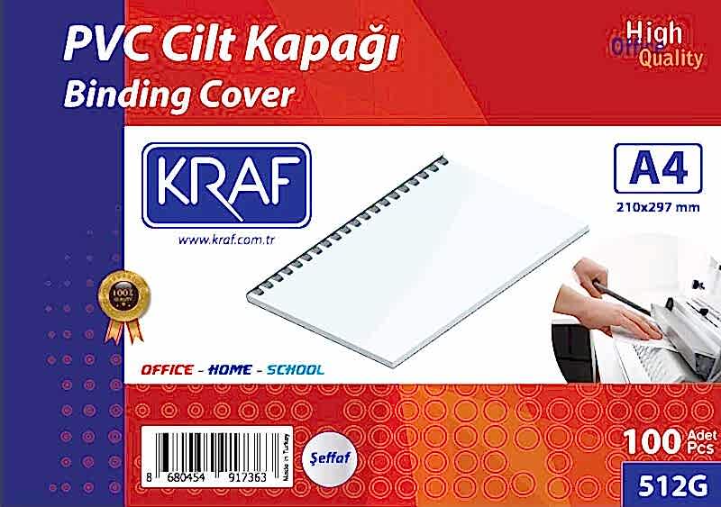 Kraf Cilt Kapağı A4 160 Micron 100 Lü Şeffaf 512G