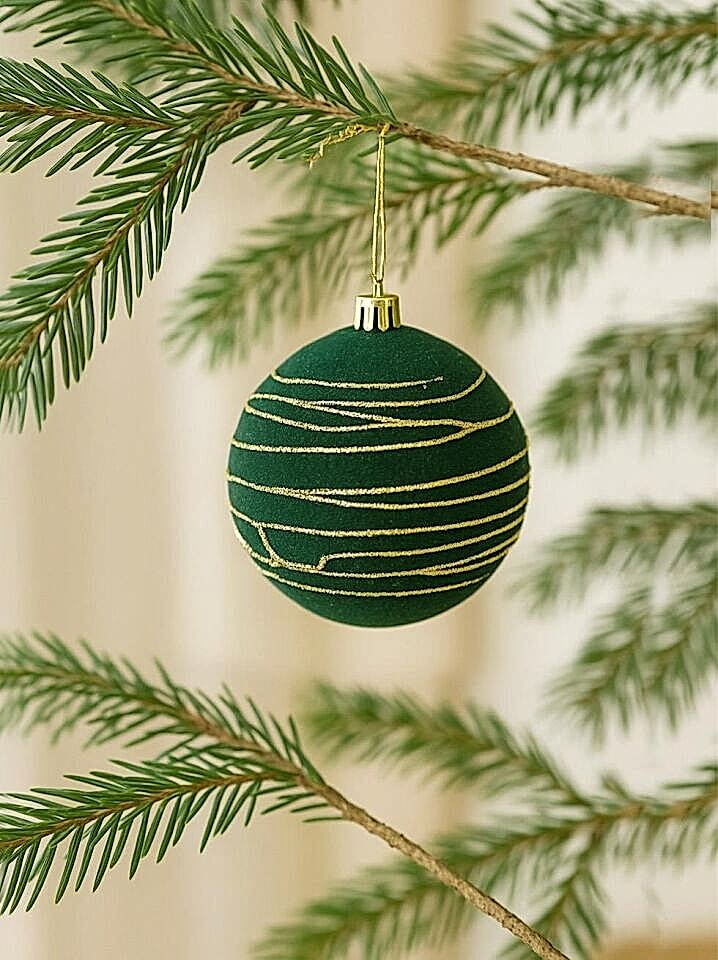 Astaş Altin Seritli Kadife Top Yesil 8 Cm 3 Lü