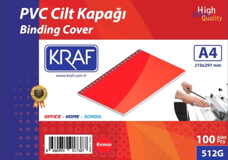 Kraf Cilt Kapağı A4 160 Micron 100 Lü Kırmızı 512G
