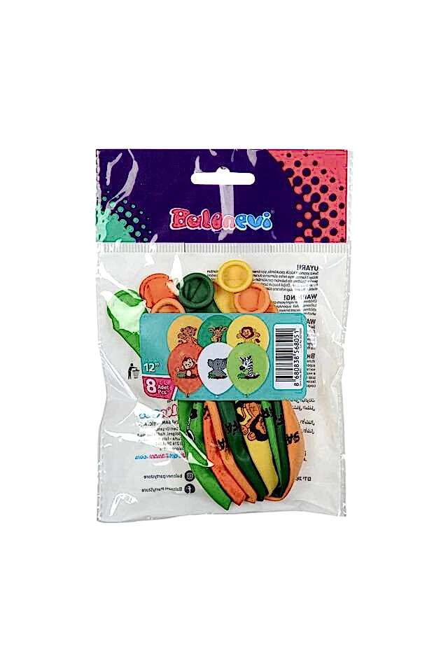Balon 12'' Safari Baskılı 8 Li&nbsp;&nbsp;&nbsp;&nbsp;